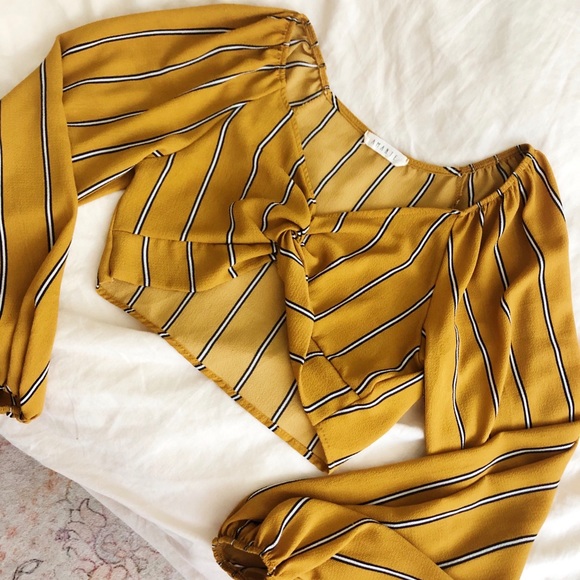 Long sleeve cropped striped cotton shirt - Picture 2 of 2